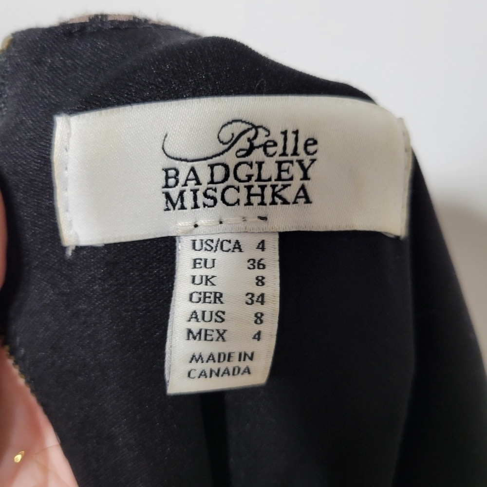 Belle Badgley Mischka Brown and Black with Gold Threading Dress Size 4 - Picture 9 of 10